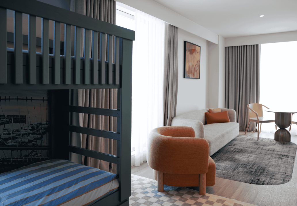 home decor, furniture, crib, rug, chair, couch, painting, indoors, bed, bunk bed